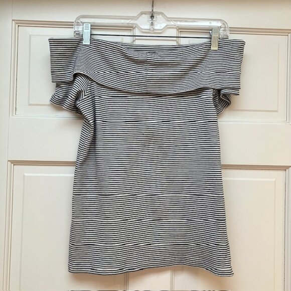 J Crew Factory Off the Shoulder Black and white striped top size S - Picture 3 of 6